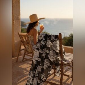 Steve Madden Sheer Floral Kimono Swim Cover Up One Size Black Gray OS